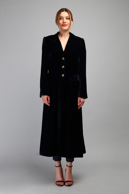 Black velvet coat clearance womens