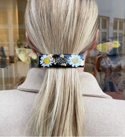 Black daisy large hair clip