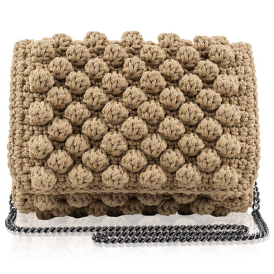 Bubble bag beige HANDKNITTED