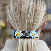 Black daisy large hair clip